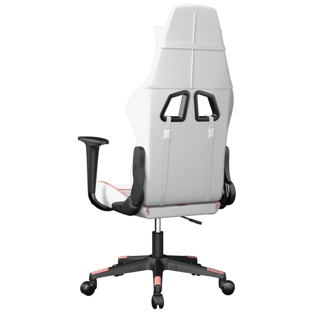 Silla gaming cuero sintético blanco y rosa vidaXL