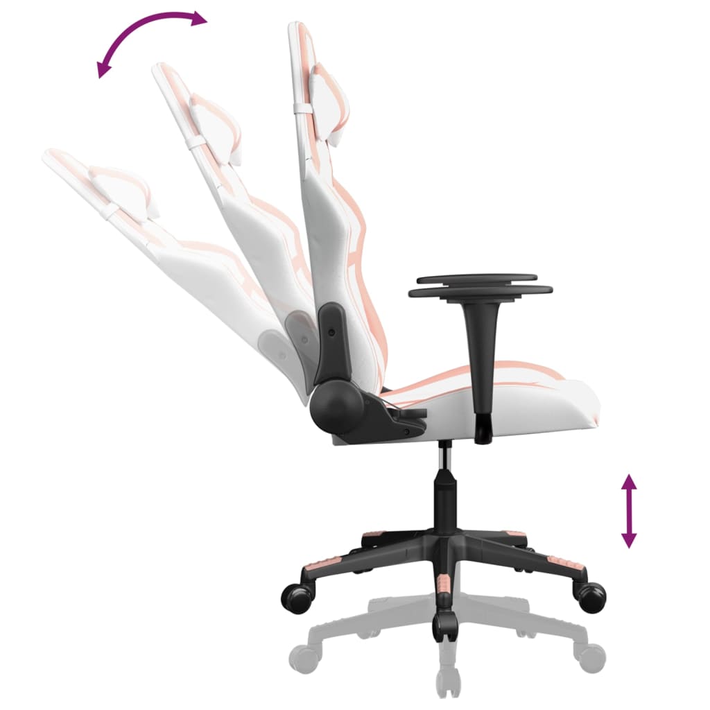 Silla gaming cuero sintético blanco y rosa vidaXL