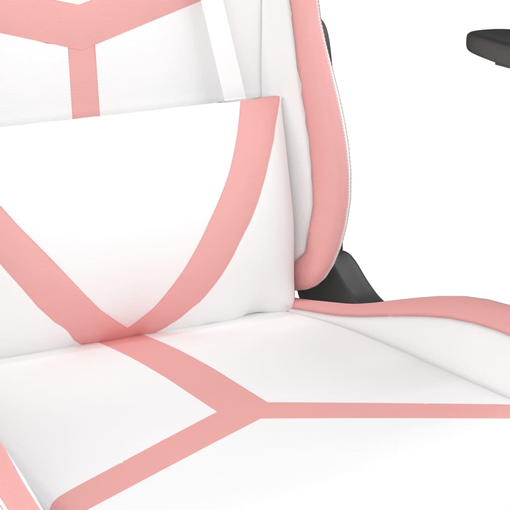 Silla gaming cuero sintético blanco y rosa vidaXL