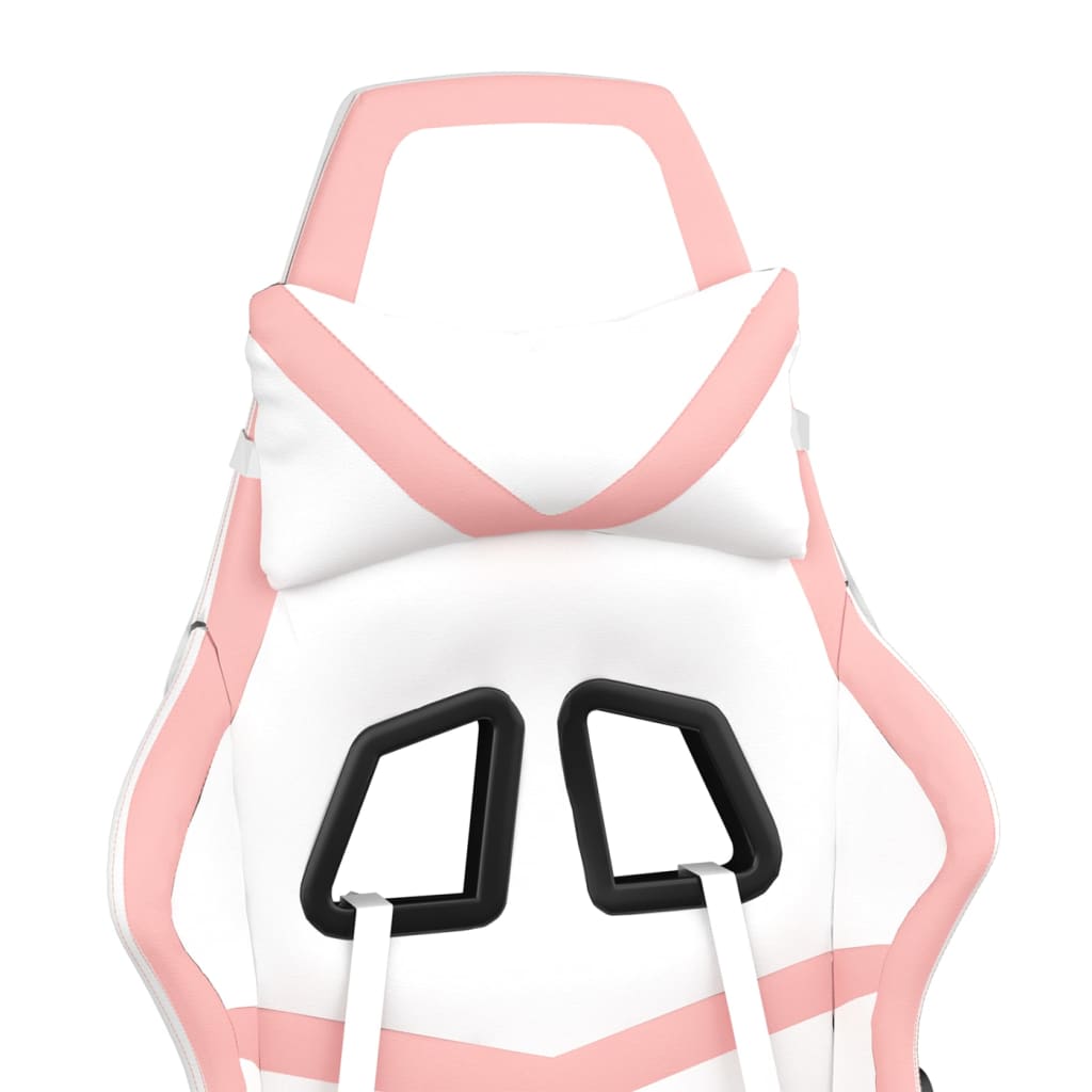 Silla gaming cuero sintético blanco y rosa vidaXL