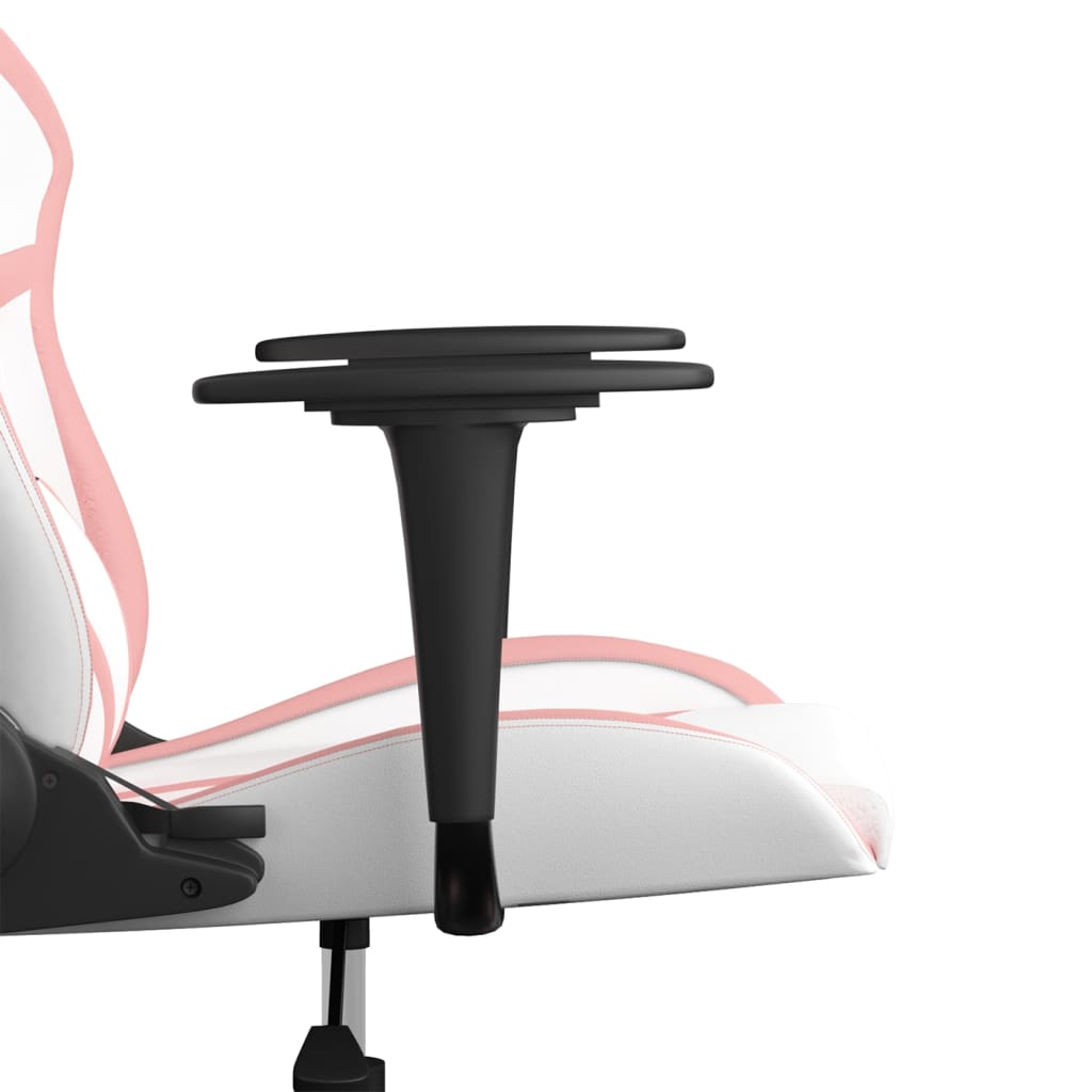 Silla gaming cuero sintético blanco y rosa vidaXL