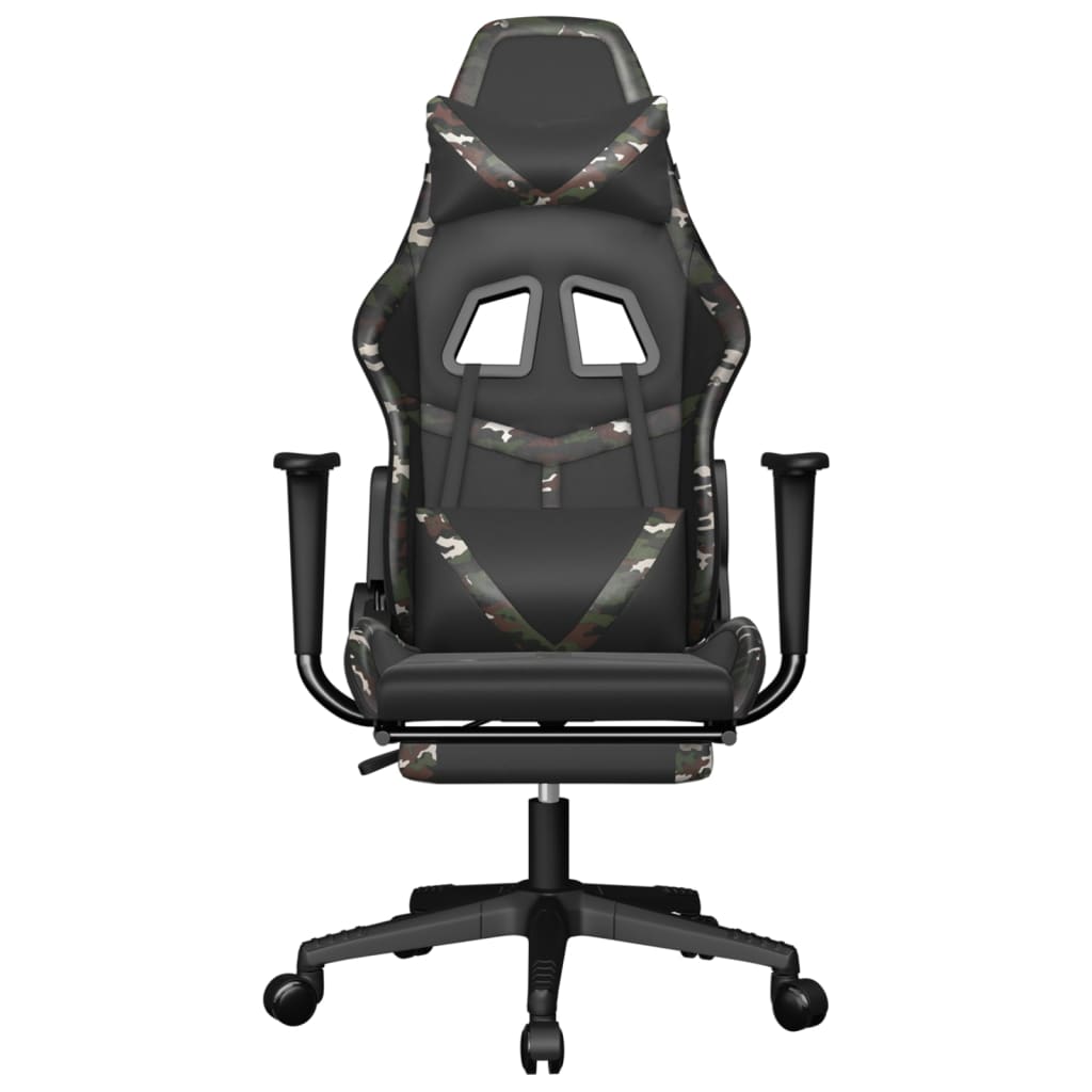 Silla gaming con reposapiés cuero sintético negro camuflaje vidaXL