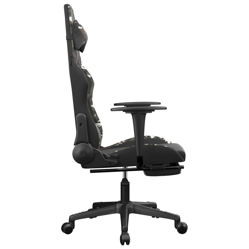 Silla gaming con reposapiés cuero sintético negro camuflaje vidaXL