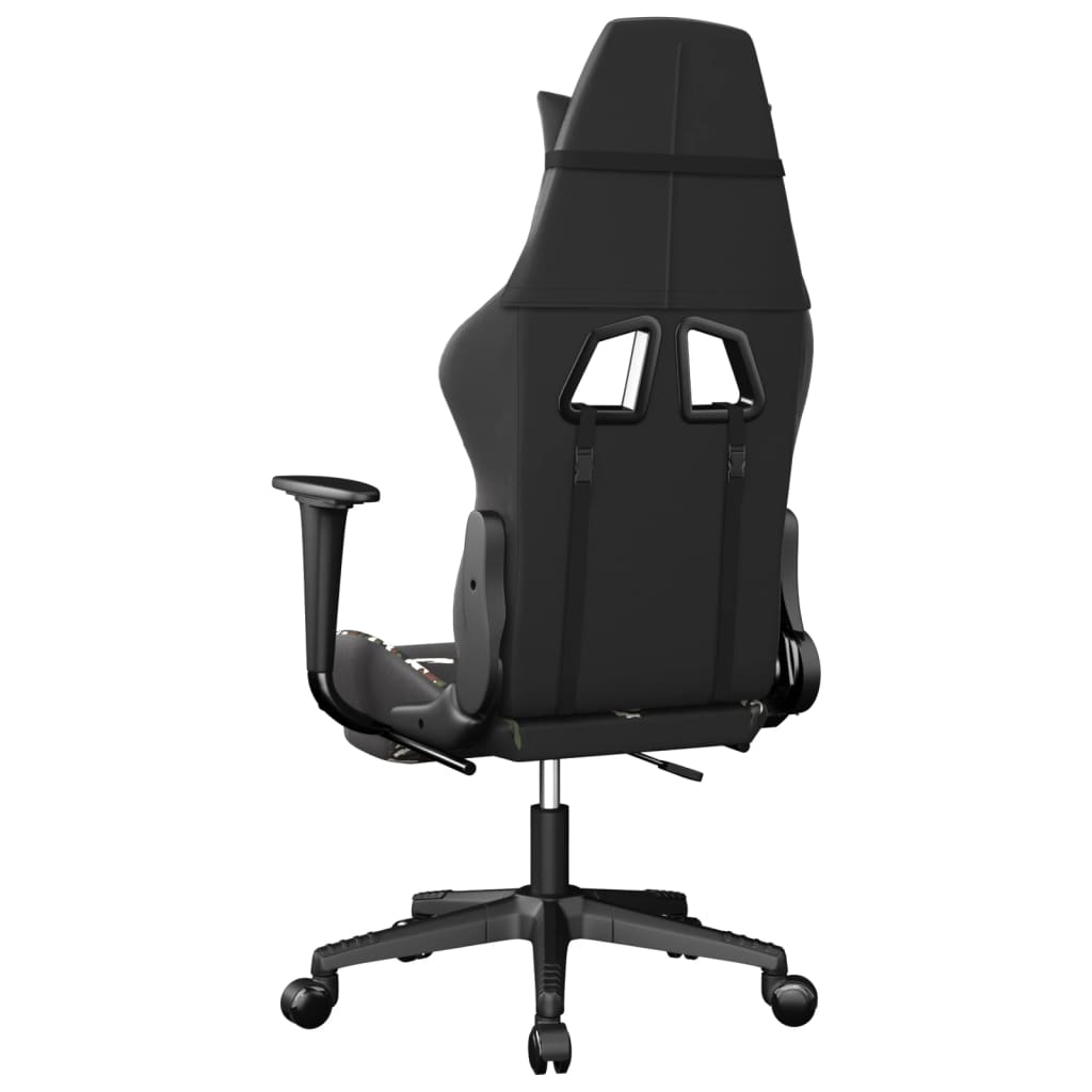 Silla gaming con reposapiés cuero sintético negro camuflaje vidaXL