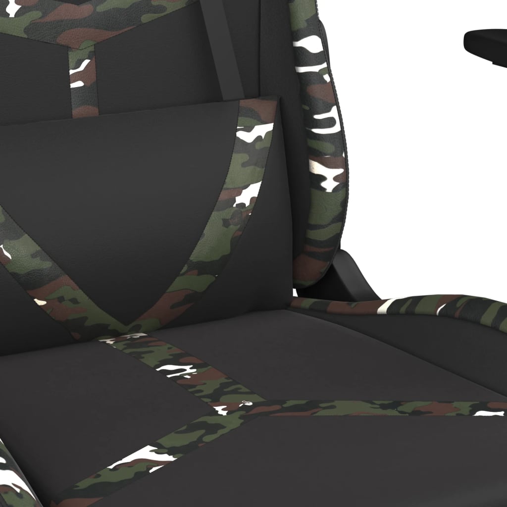 Silla gaming con reposapiés cuero sintético negro camuflaje vidaXL