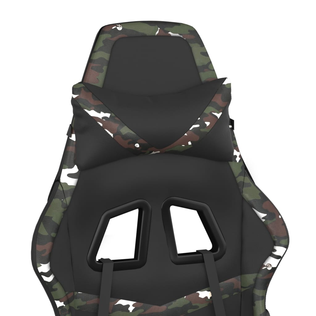 Silla gaming con reposapiés cuero sintético negro camuflaje vidaXL