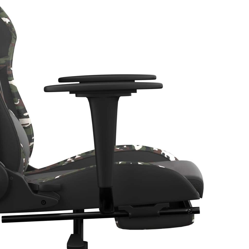 Silla gaming con reposapiés cuero sintético negro camuflaje vidaXL