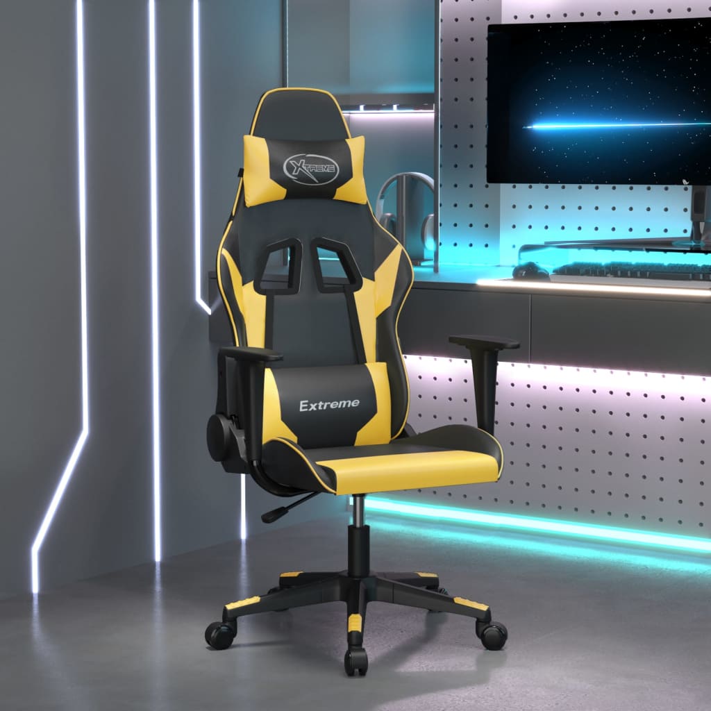 Vetonek Silla gaming cuero sintético negro y dorado