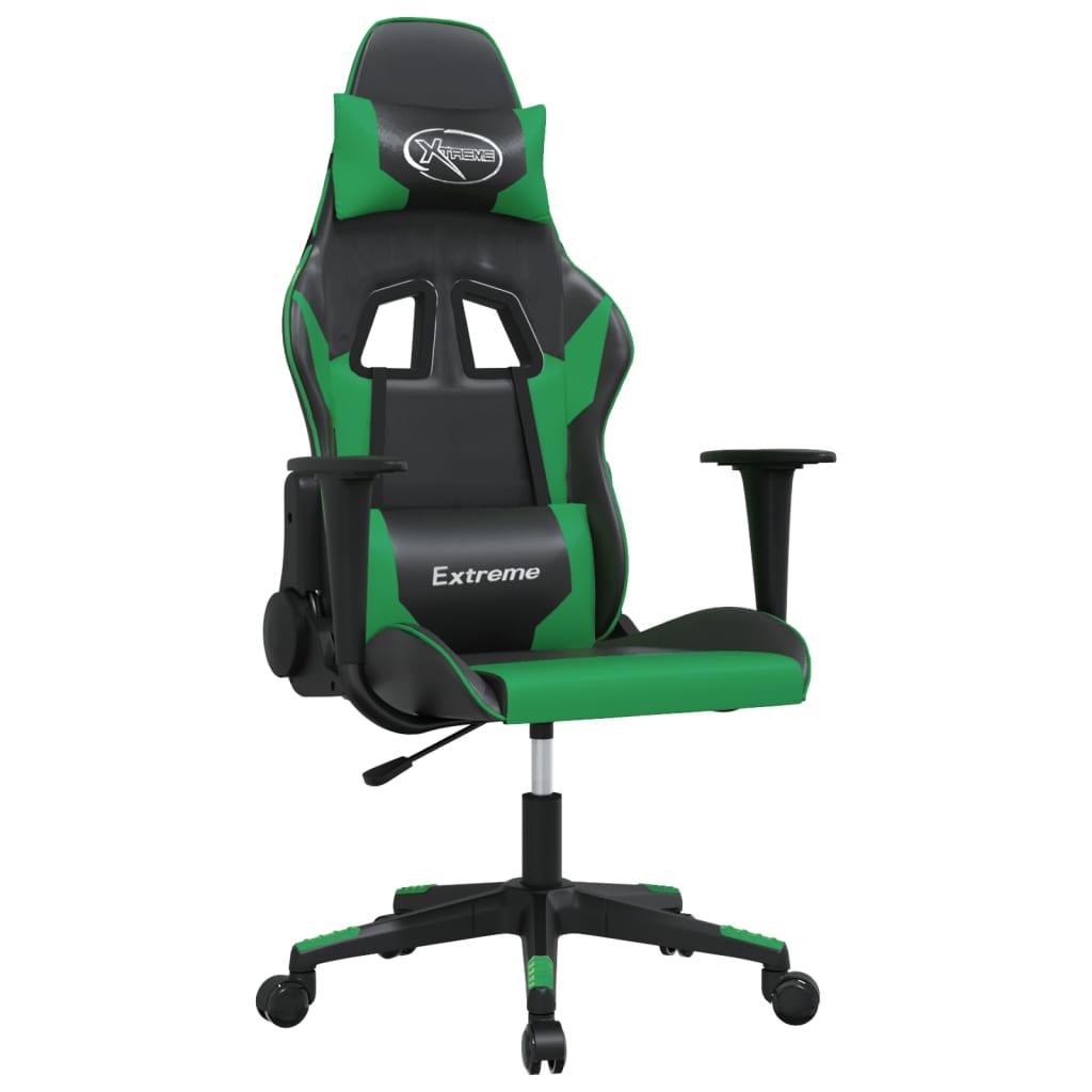 Silla gaming cuero sintético negro y verde vidaXL