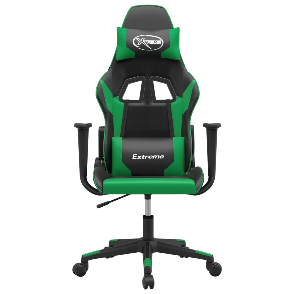 Silla gaming cuero sintético negro y verde vidaXL