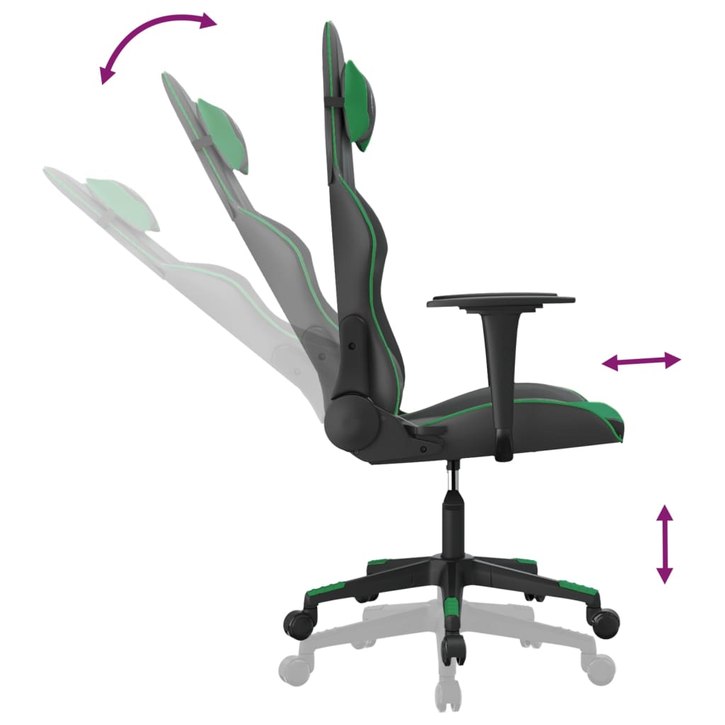 Silla gaming cuero sintético negro y verde vidaXL