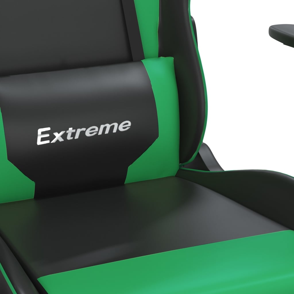 Silla gaming cuero sintético negro y verde vidaXL