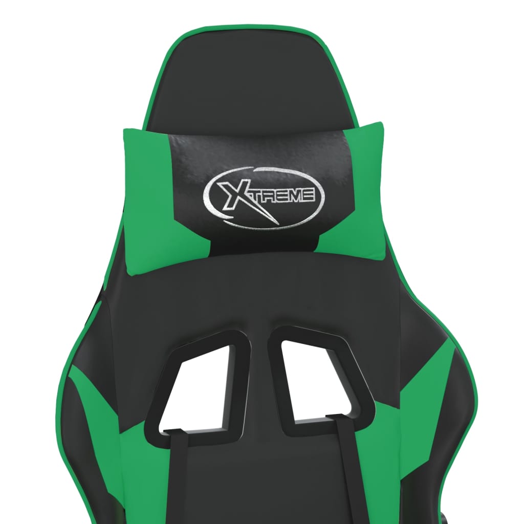 Silla gaming cuero sintético negro y verde vidaXL