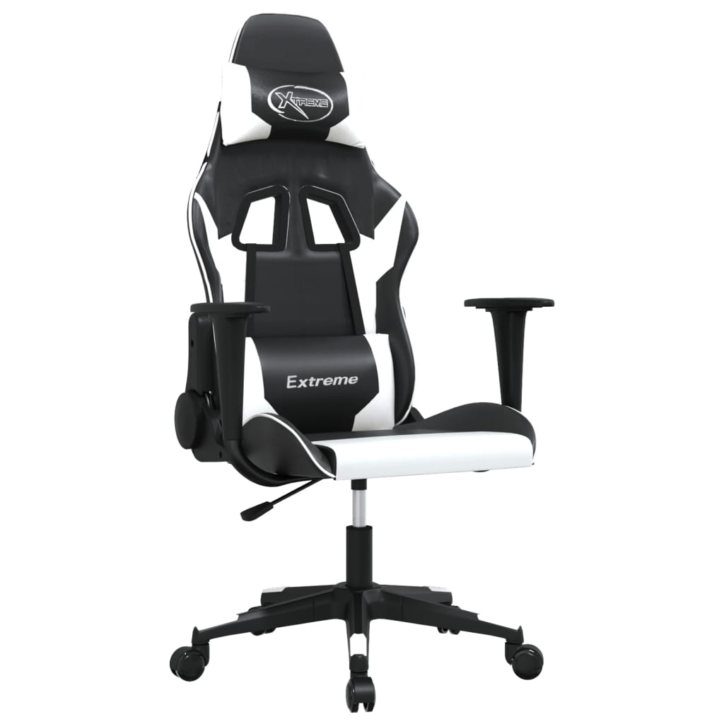 Silla gaming cuero sintético negro y blanco vidaXL