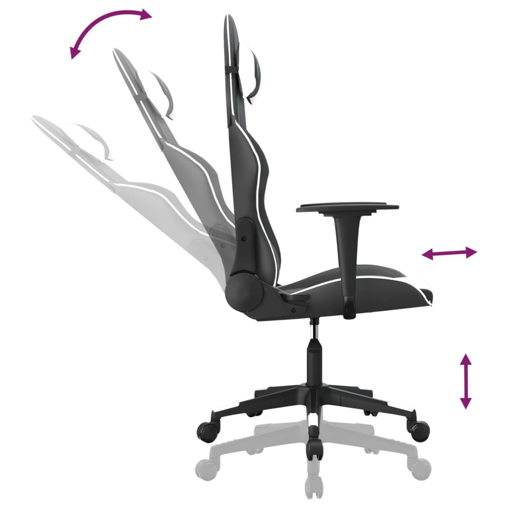 Silla gaming cuero sintético negro y blanco vidaXL