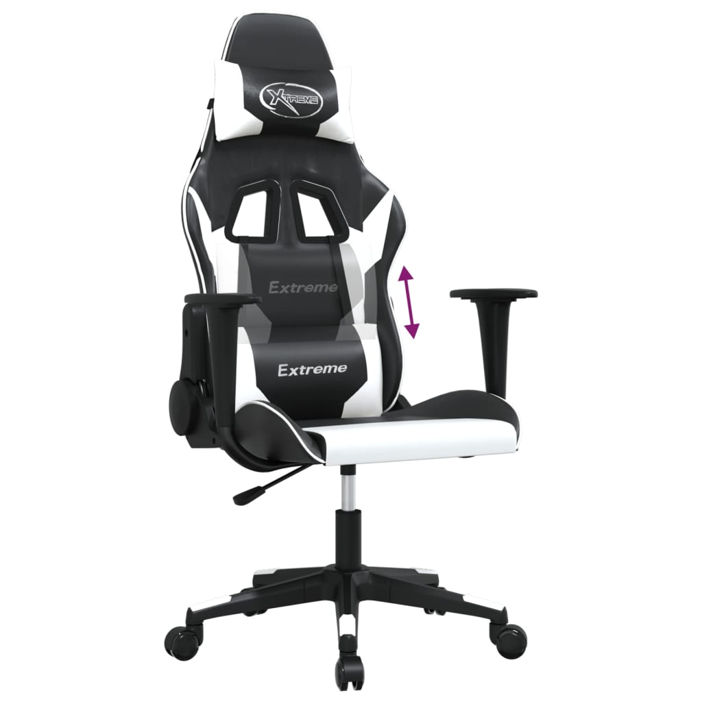 Silla gaming cuero sintético negro y blanco vidaXL