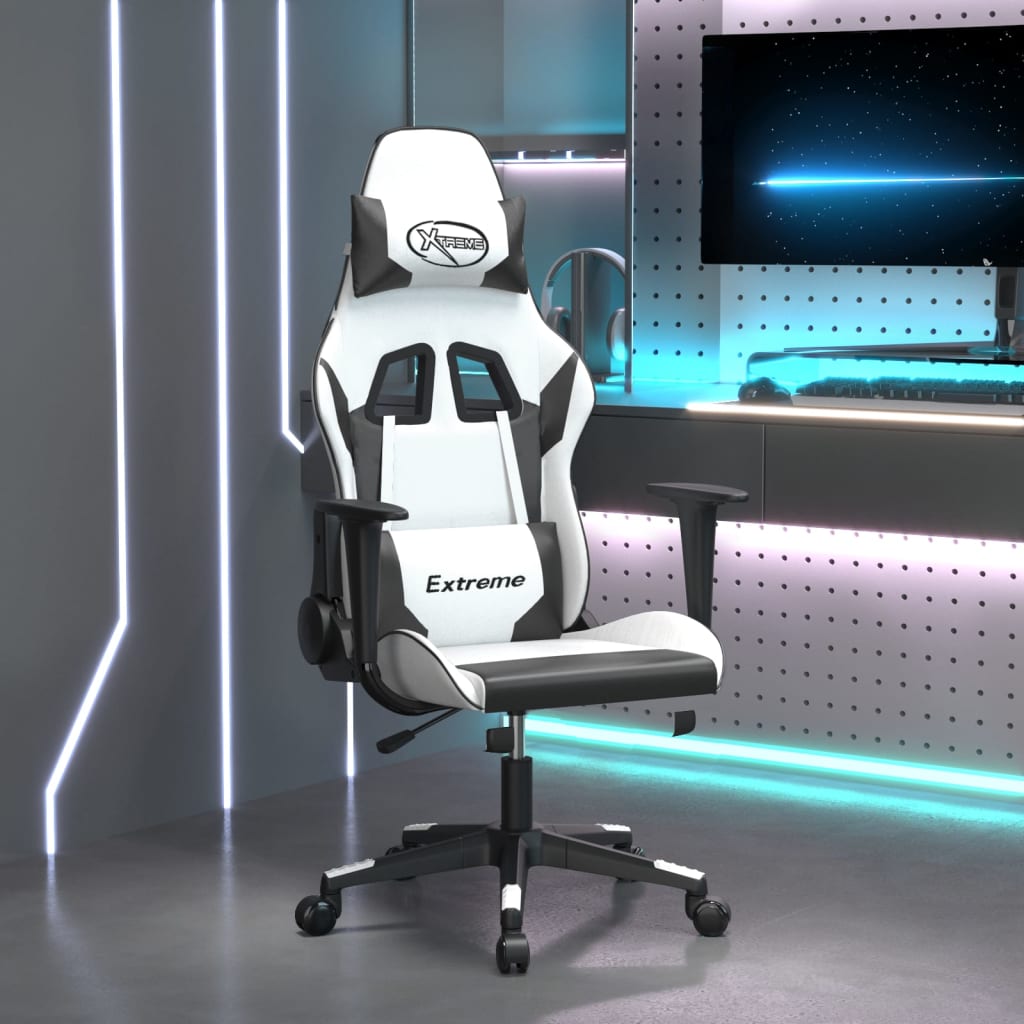 Vetonek Silla gaming cuero sintético blanco y negro