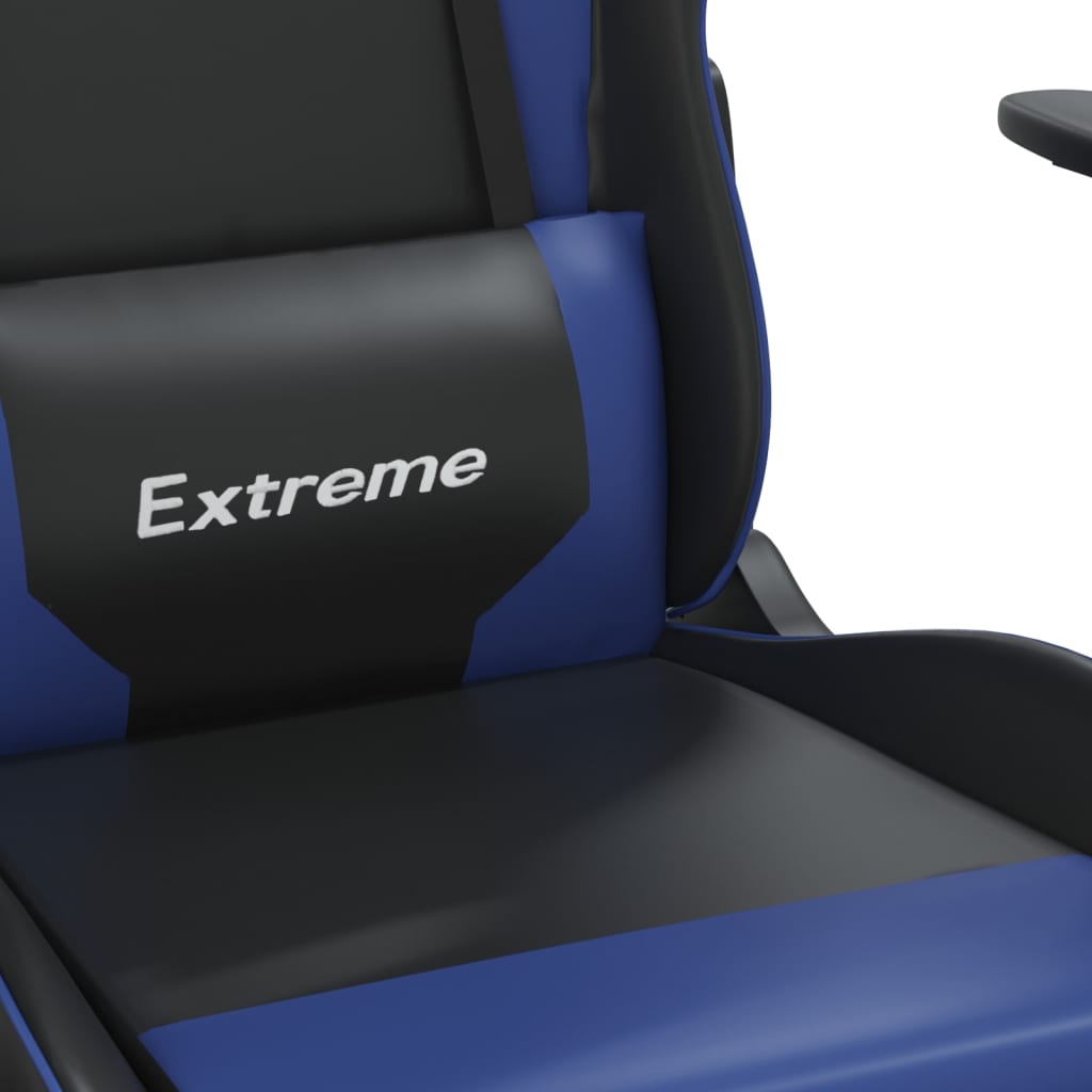 Silla gaming con reposapiés cuero sintético negro azul vidaXL