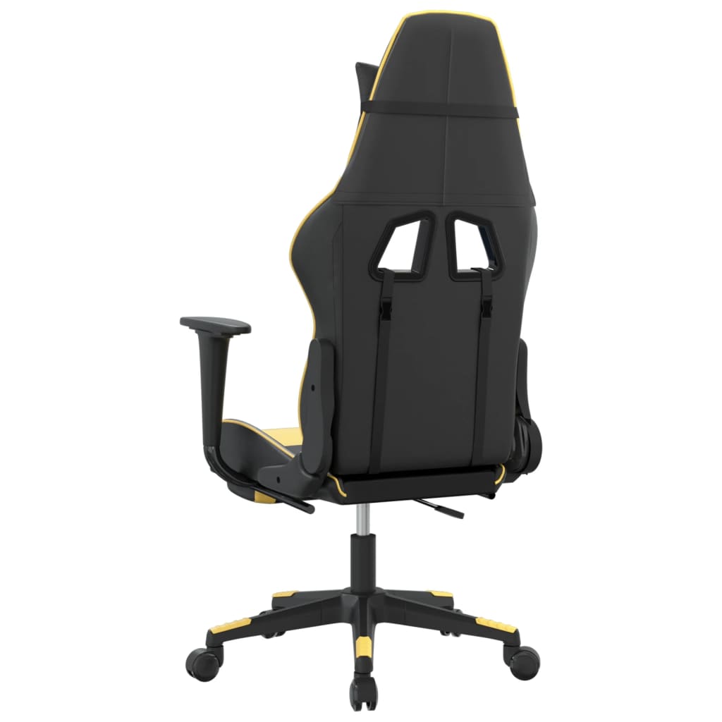 Silla gaming con reposapiés cuero sintético negro dorado vidaXL