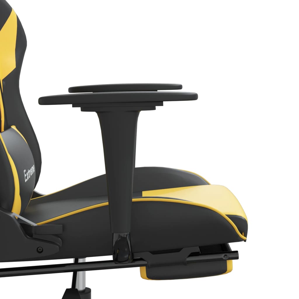 Silla gaming con reposapiés cuero sintético negro dorado vidaXL