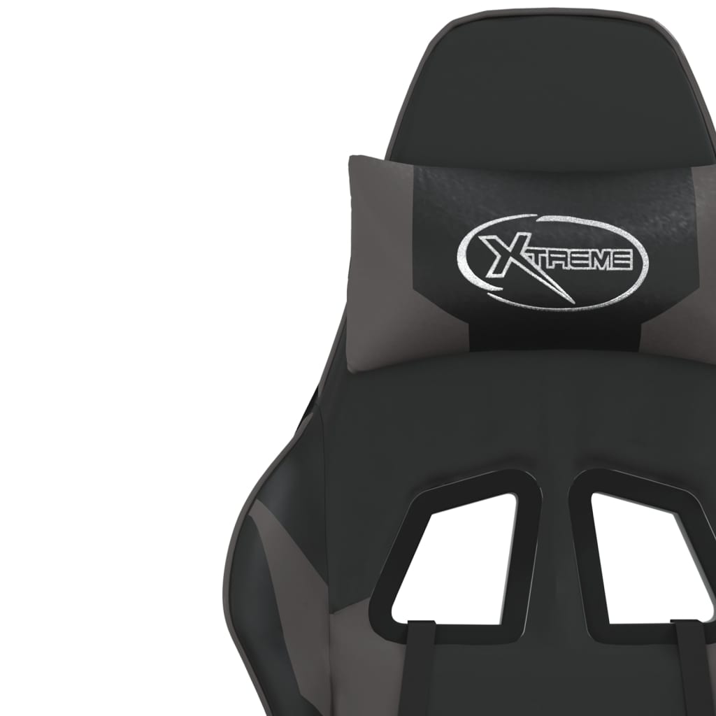 Silla gaming con reposapiés cuero sintético negro gris vidaXL