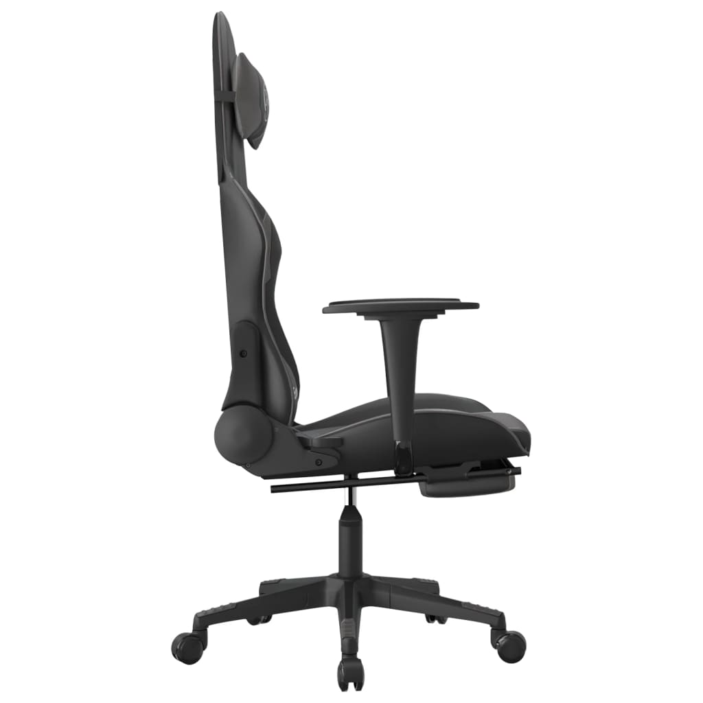 Silla gaming con reposapiés cuero sintético negro gris vidaXL