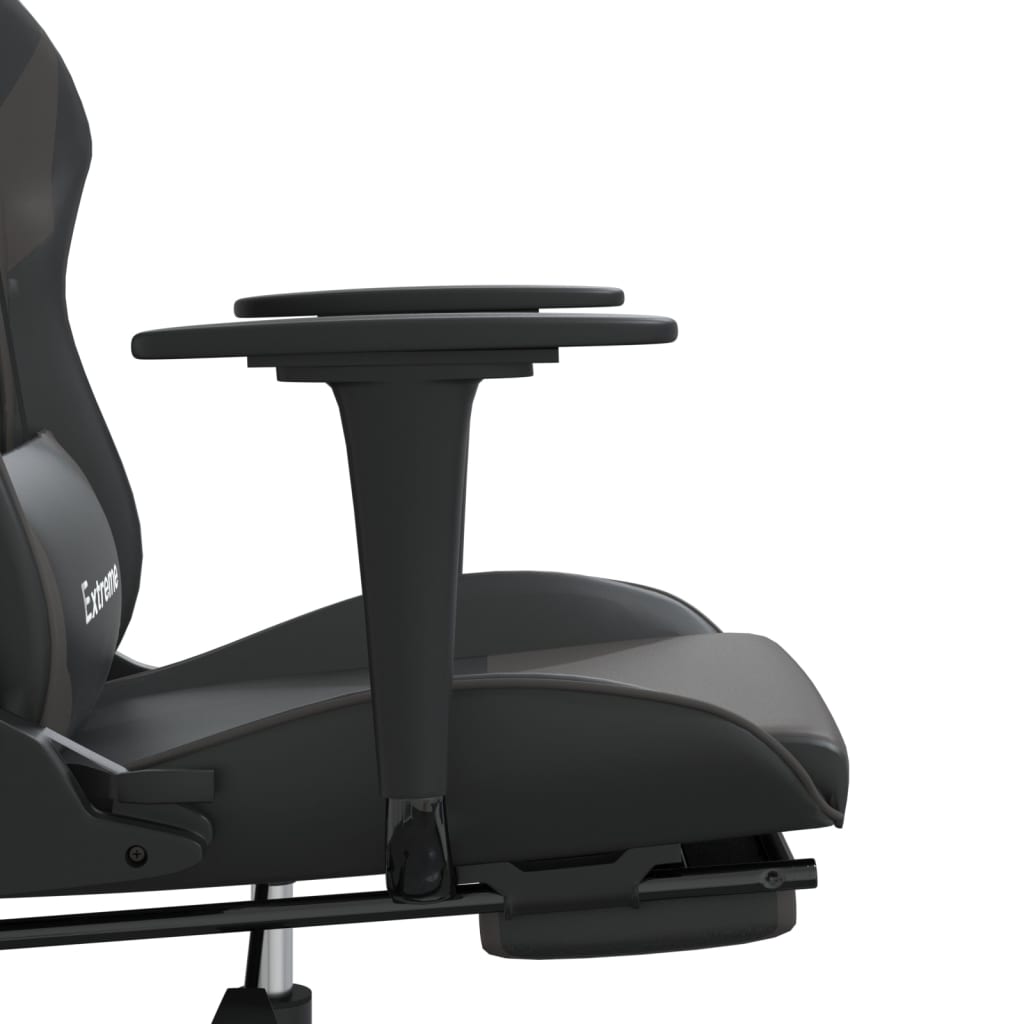 Silla gaming con reposapiés cuero sintético negro gris vidaXL