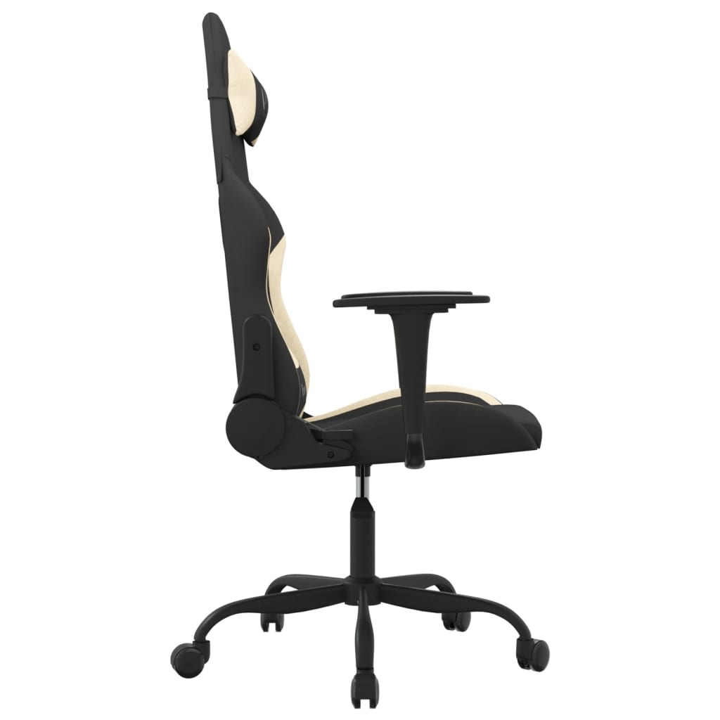 Silla gaming con reposapiés tela crema y negro vidaXL