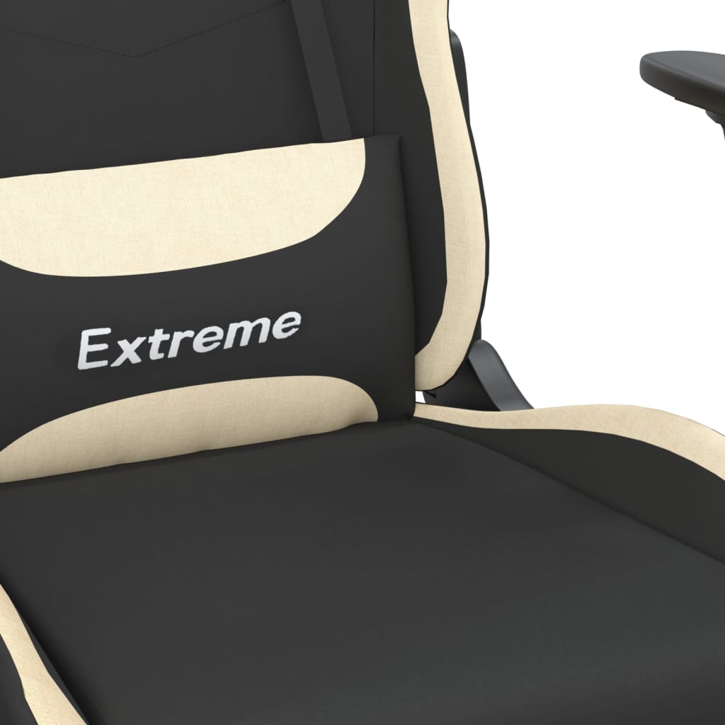 Silla gaming con reposapiés tela crema y negro vidaXL