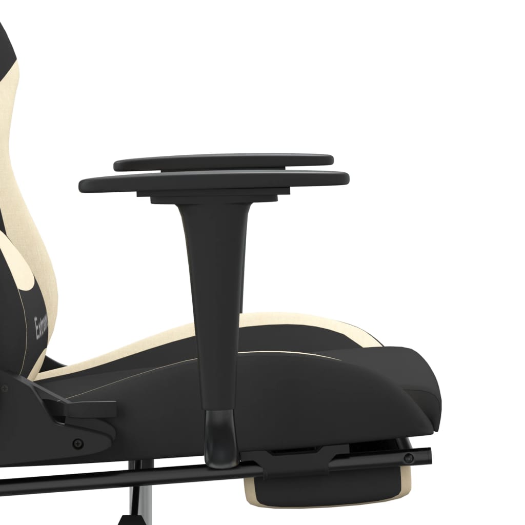 Silla gaming con reposapiés tela crema y negro vidaXL