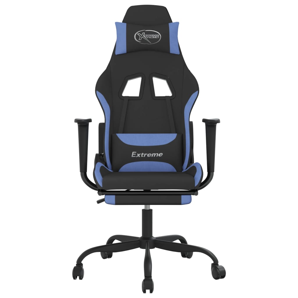 Silla gaming con reposapiés tela negro y azul vidaXL