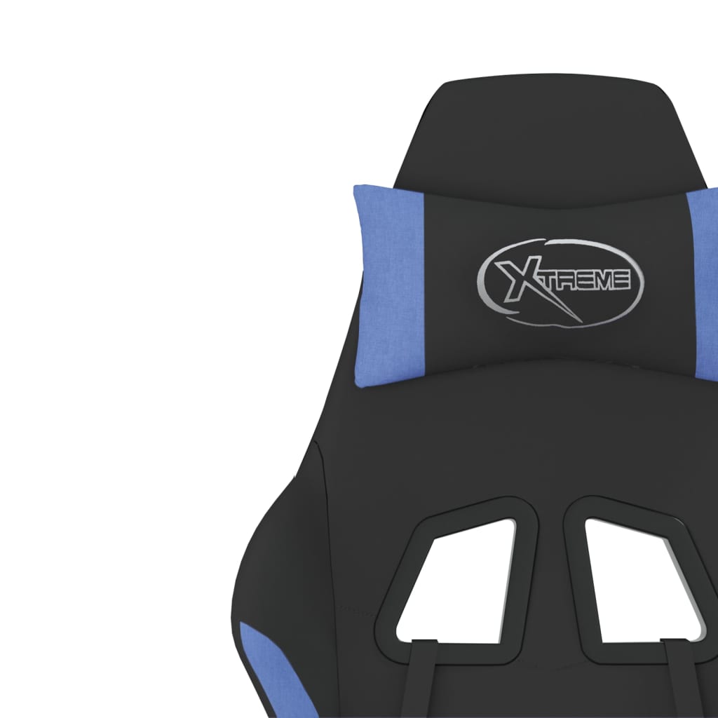 Silla gaming con reposapiés tela negro y azul vidaXL