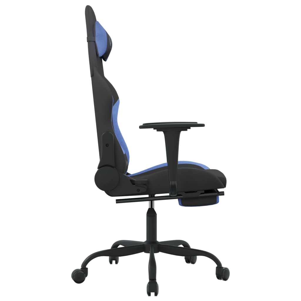 Silla gaming con reposapiés tela negro y azul vidaXL