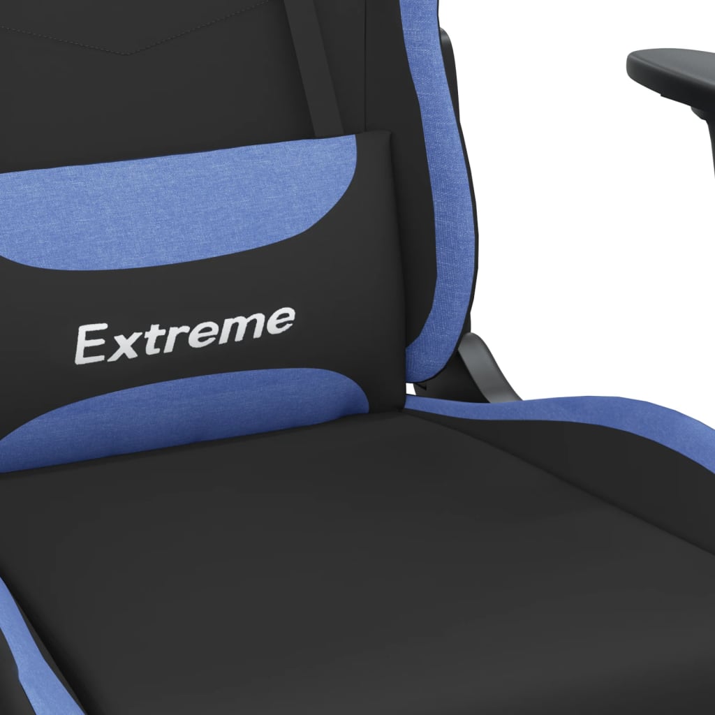 Silla gaming con reposapiés tela negro y azul vidaXL