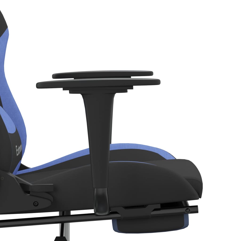 Silla gaming con reposapiés tela negro y azul vidaXL