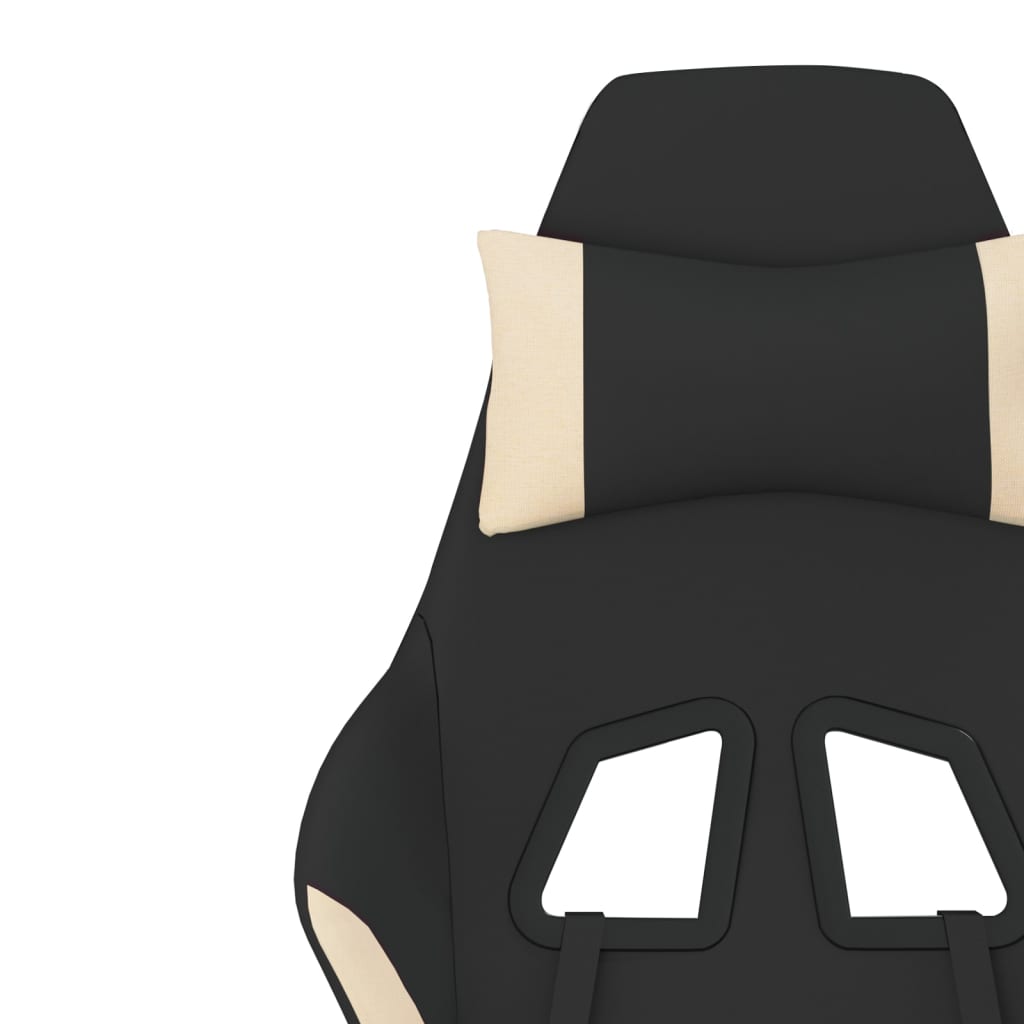 Silla gaming con reposapiés tela crema y negro vidaXL