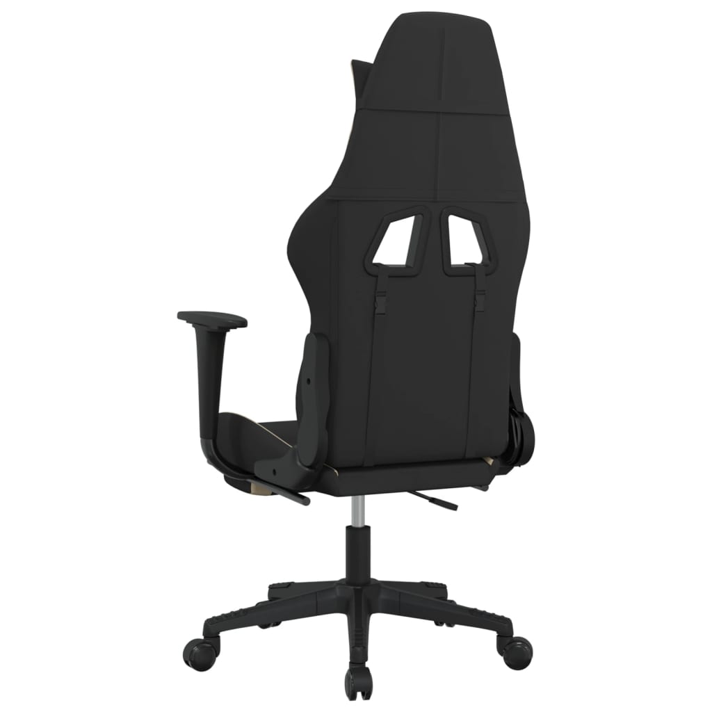 Silla gaming con reposapiés tela crema y negro vidaXL