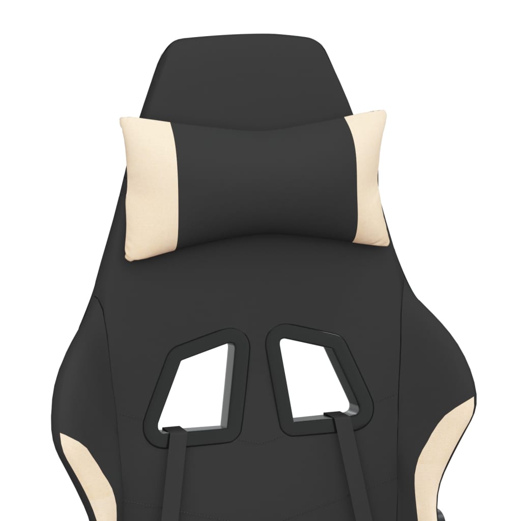 Silla gaming con reposapiés tela crema y negro vidaXL