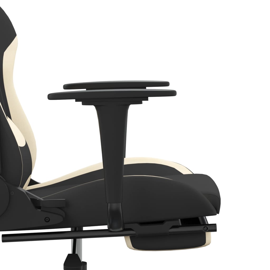 Silla gaming con reposapiés tela crema y negro vidaXL