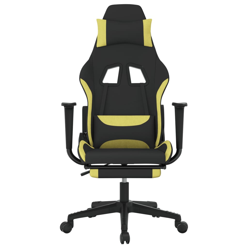 Silla gaming con reposapiés tela verde claro y negro vidaXL