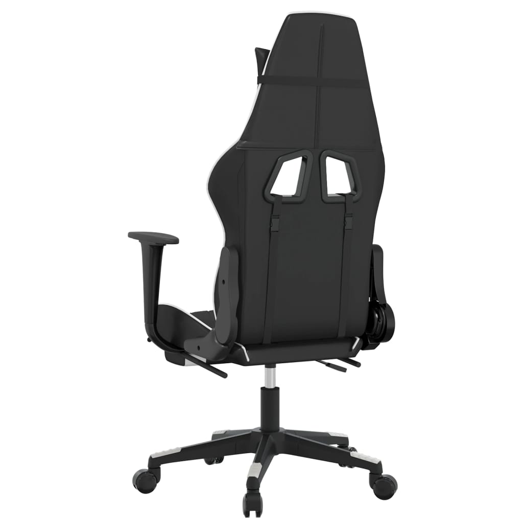 Silla gaming con reposapiés cuero sintético negro blanco vidaXL