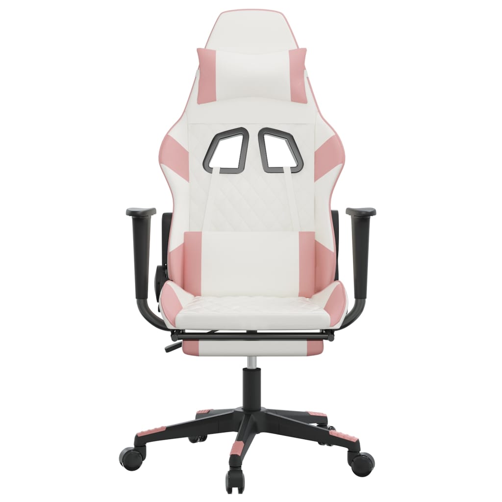 Chaise de jeu avec repos en cuir synthétique blanc et rose