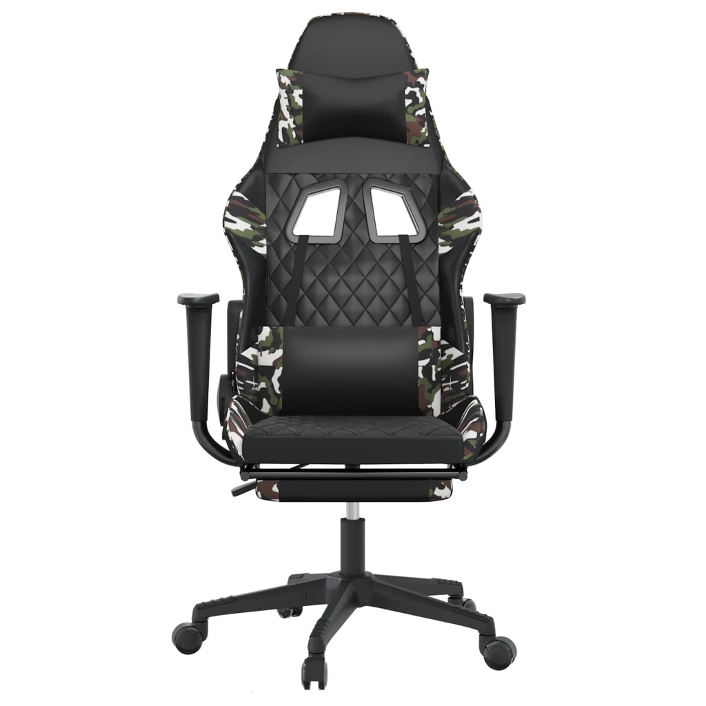 Silla gaming con reposapiés cuero sintético negro camuflaje vidaXL