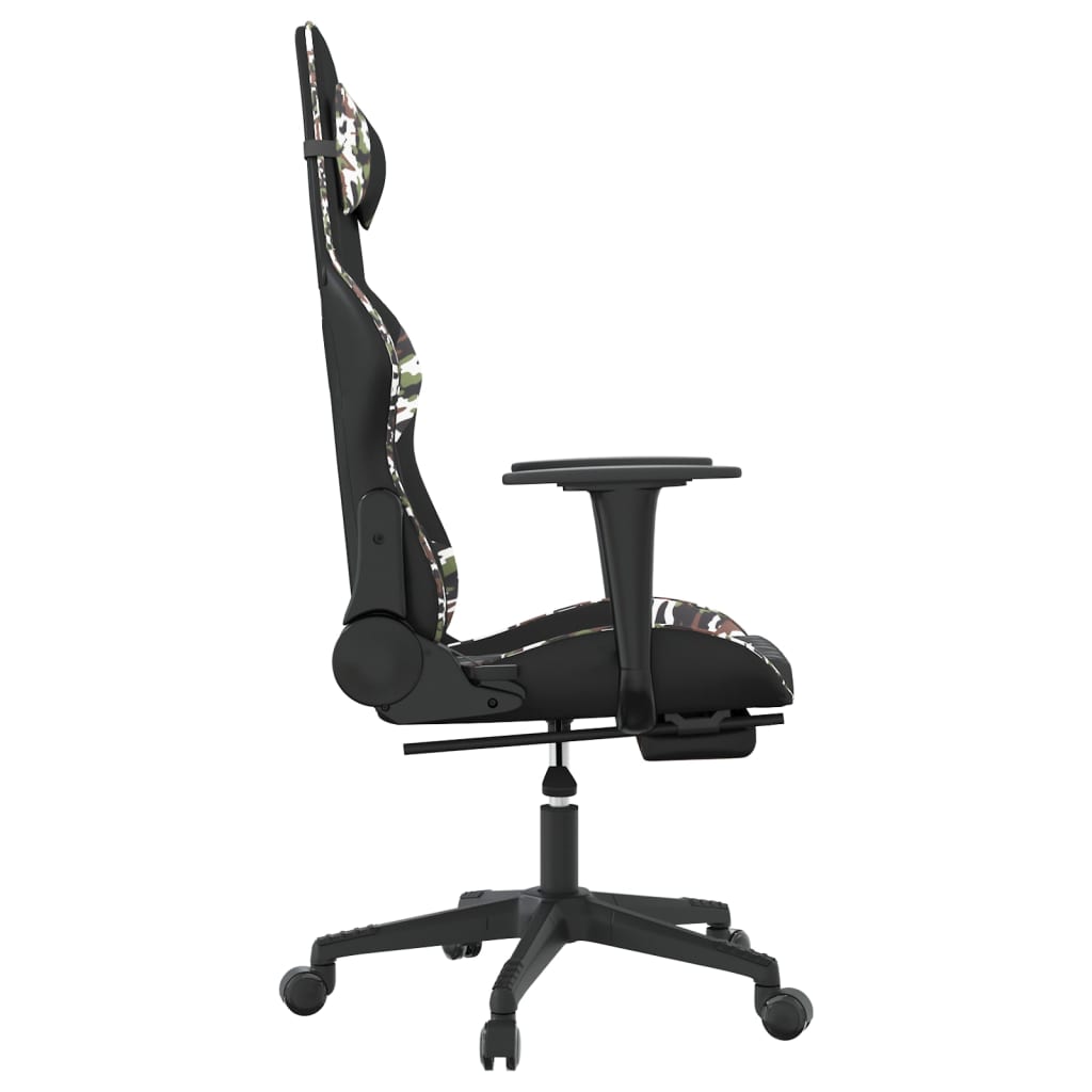 Silla gaming con reposapiés cuero sintético negro camuflaje vidaXL