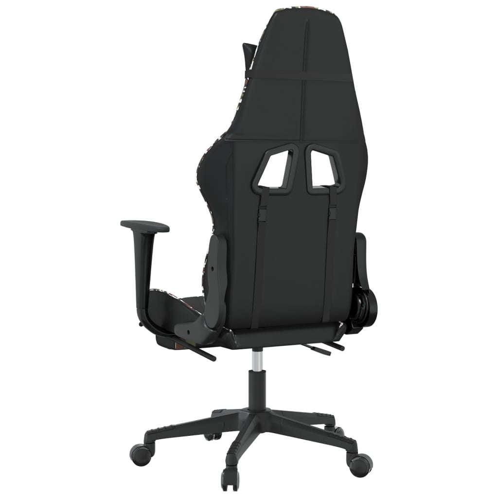 Silla gaming con reposapiés cuero sintético negro camuflaje vidaXL