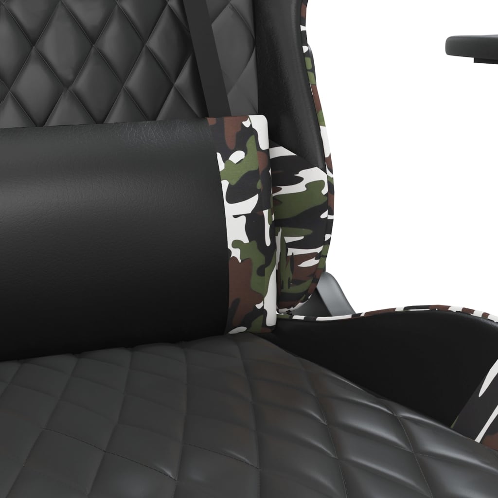 Silla gaming con reposapiés cuero sintético negro camuflaje vidaXL