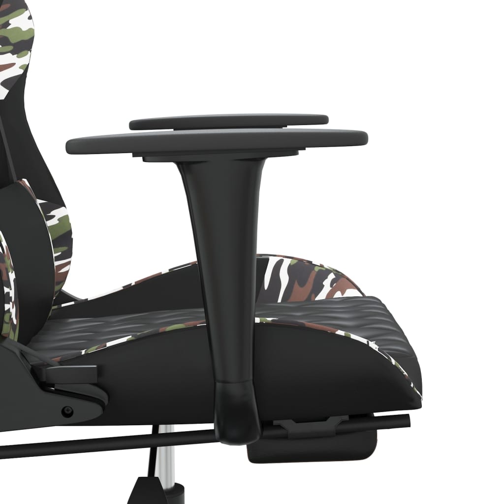 Silla gaming con reposapiés cuero sintético negro camuflaje vidaXL