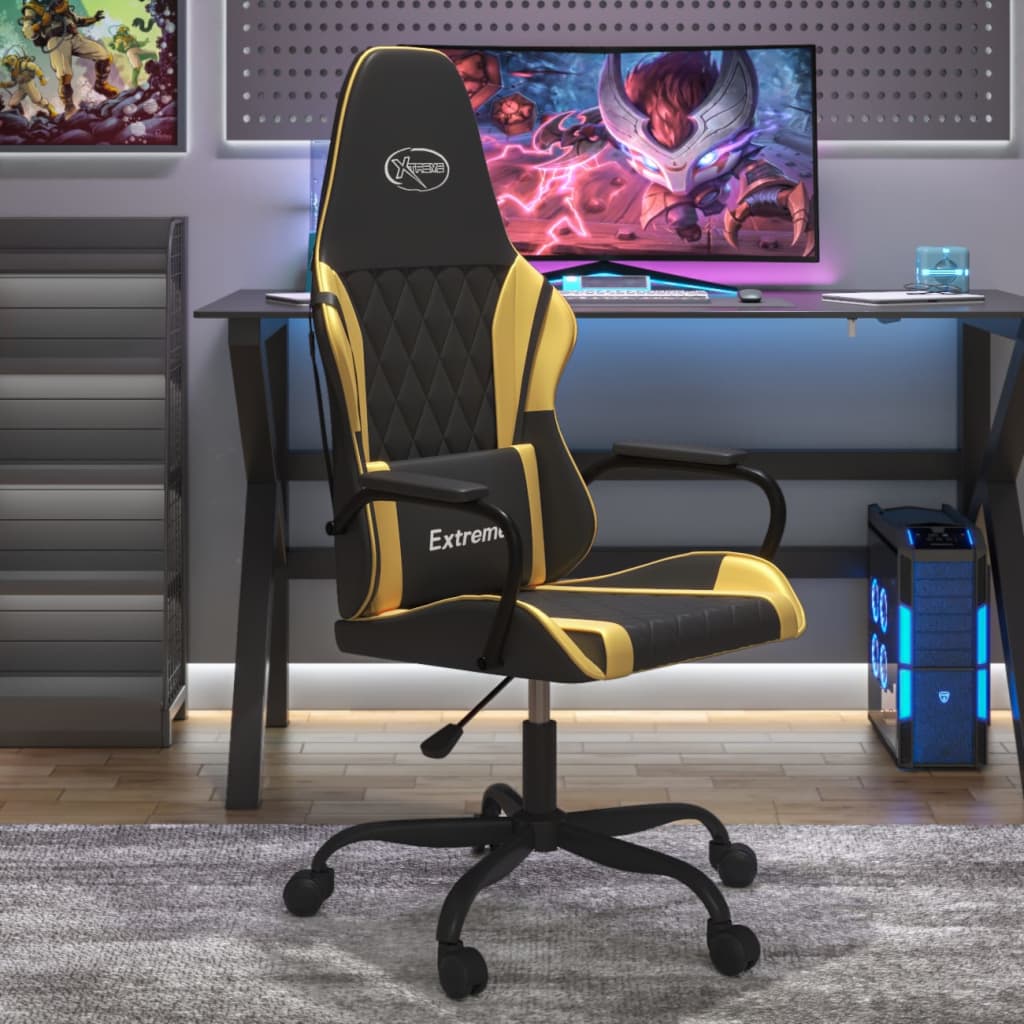 Vetonek Silla gaming cuero sintético negro y dorado