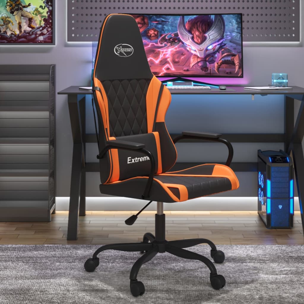 Silla gaming cuero sintético negro y naranja vidaXL