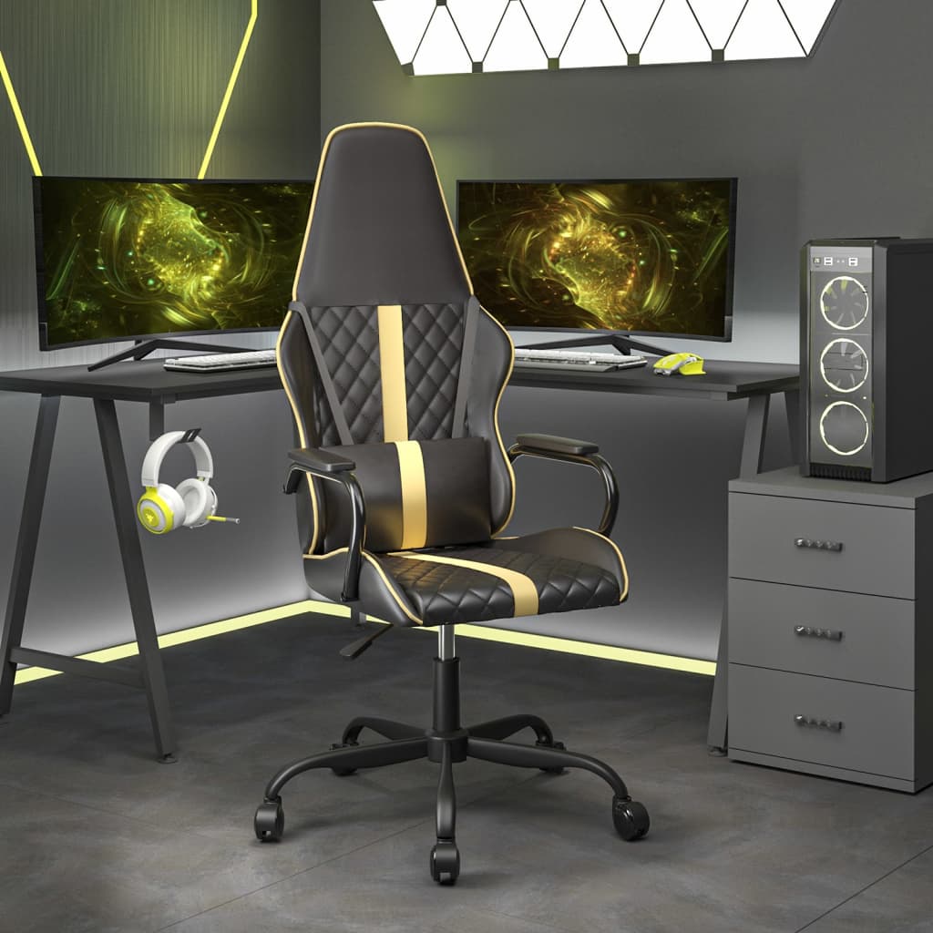 Vetonek Silla gaming cuero sintético negro y dorado